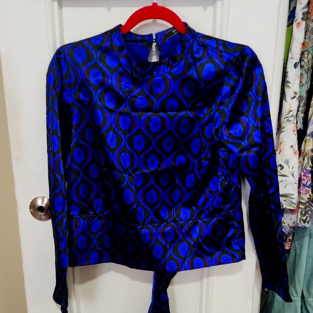 Blue Patterned Women's Top